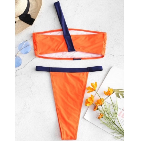 One Shoulder High Rise Bikini Set - Picture 2 of 5